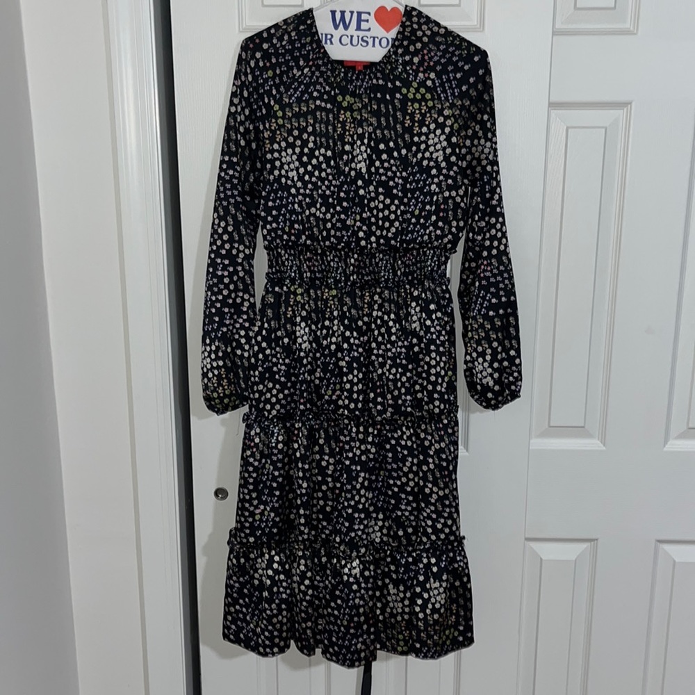 Floral tiered smock midi dress